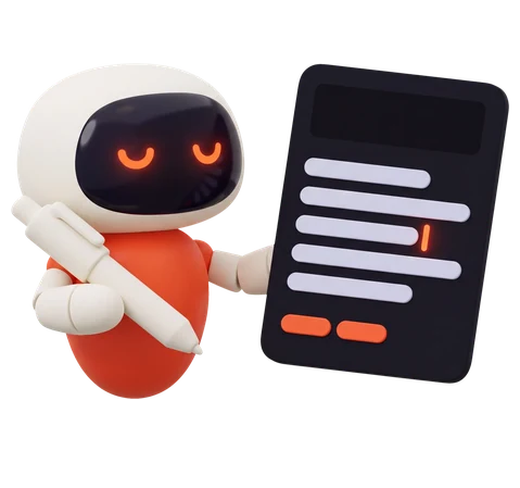 Ranki the robot at the write stage